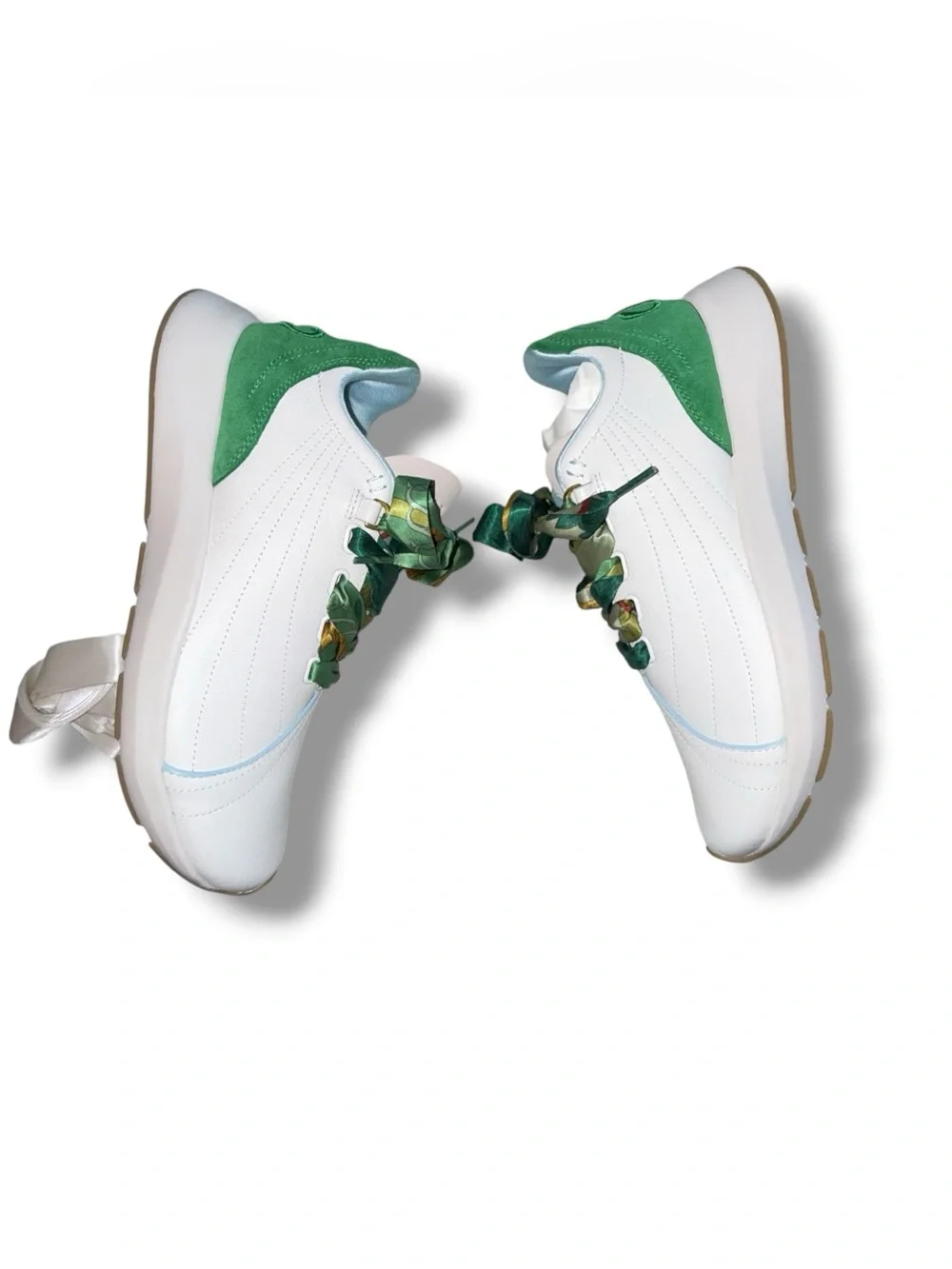 NEW IN BOX SAYSH 2 Leather Sneakers - Women’s 10 - White / Green Ribbon Laces